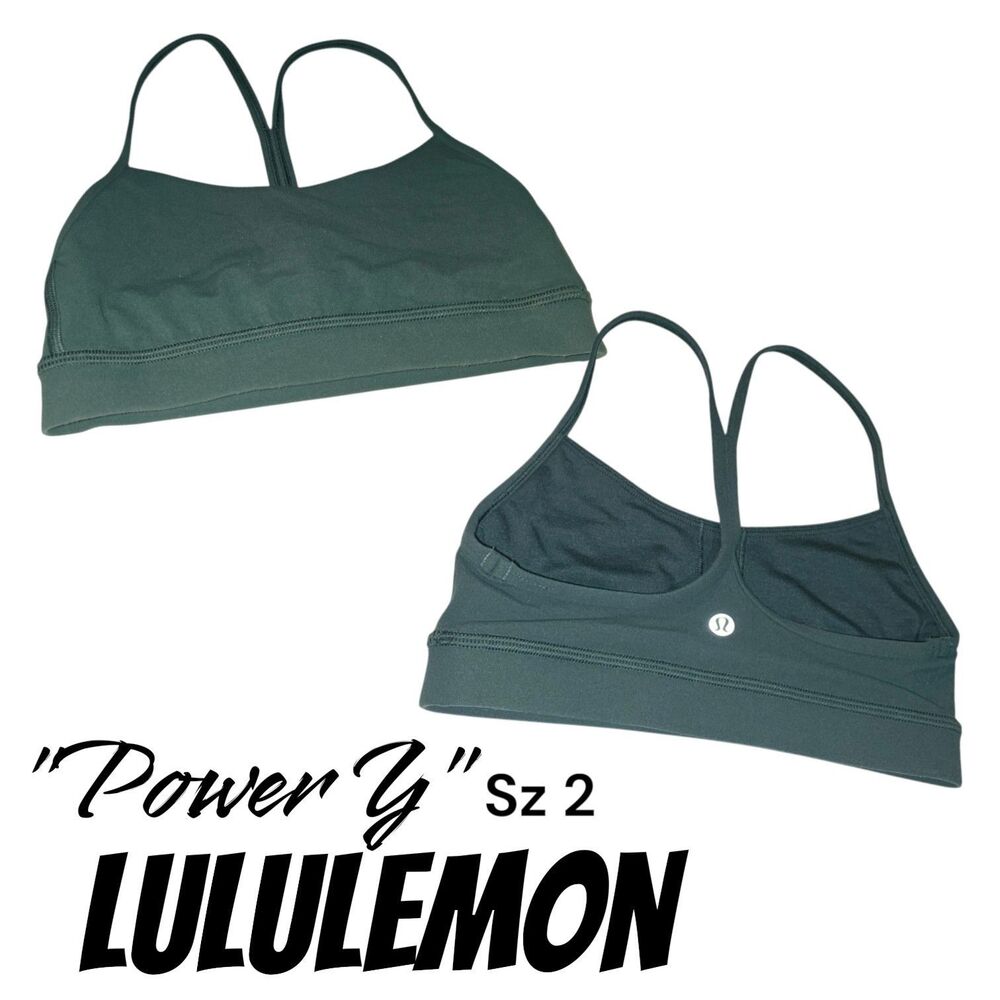 Lululemon Sz 2 Flow Y Nulu Forrest Green LW2CRHS Light Support Yoga Bra Bralette